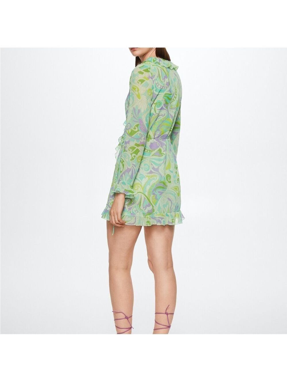 NWT Mango Ruffled Print Dress Size XL - Picture 4 of 8